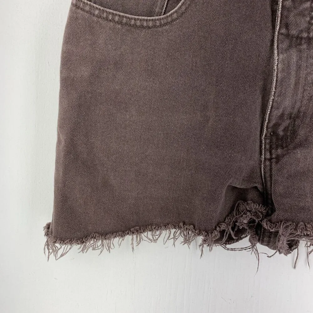 Vtg Arizona Jean Co Y2K Cutoff Denim Shorts Boho Hippie Grunge Festival Brown 11 - Picture 2 of 7